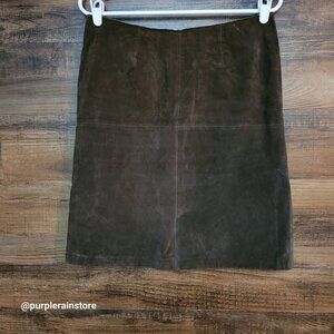 Vintage BB Dakota Leather Suede Pencil Skirt Size 10 Brown Western Y2K 90's